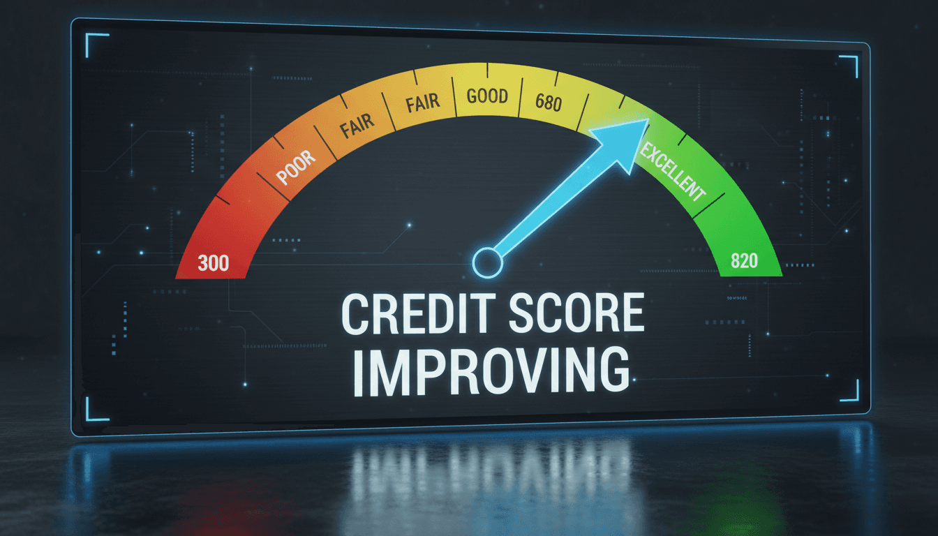 Credit score improvement visualization on screen