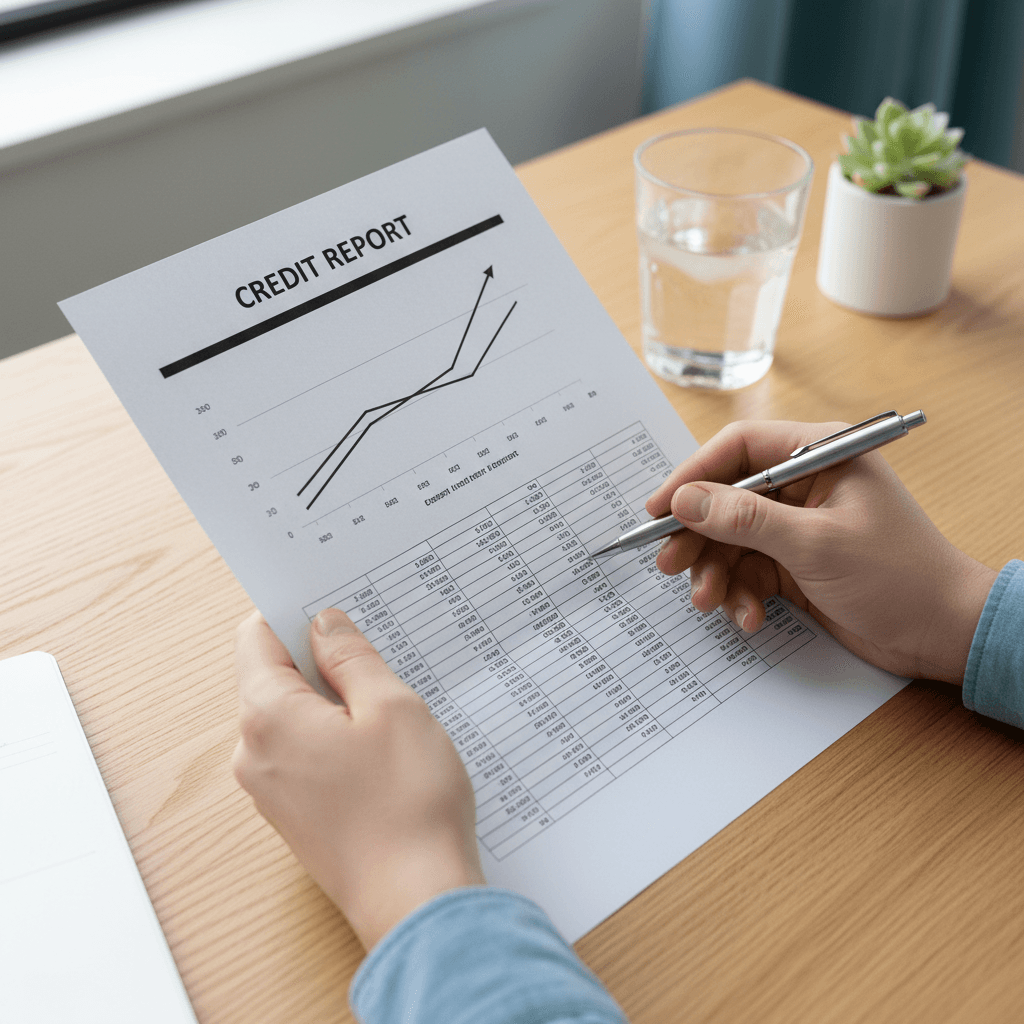 Financial advisor reviewing credit documents with client